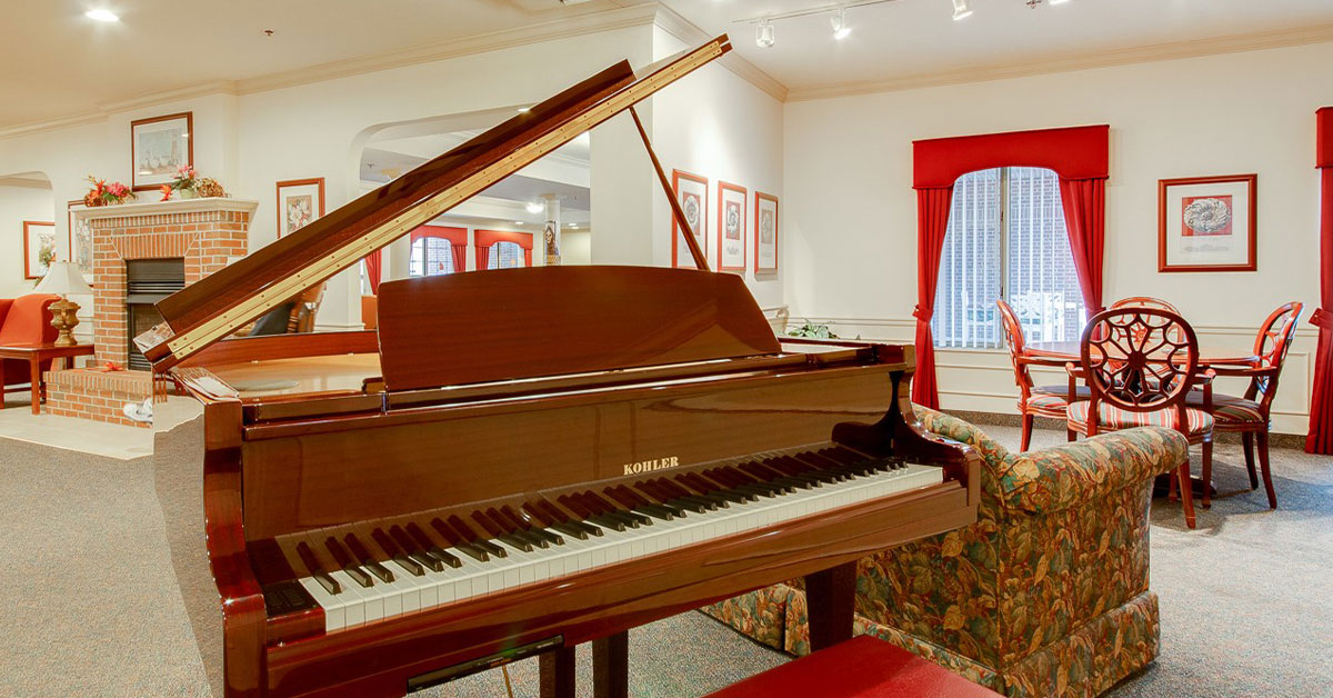 piano in community room